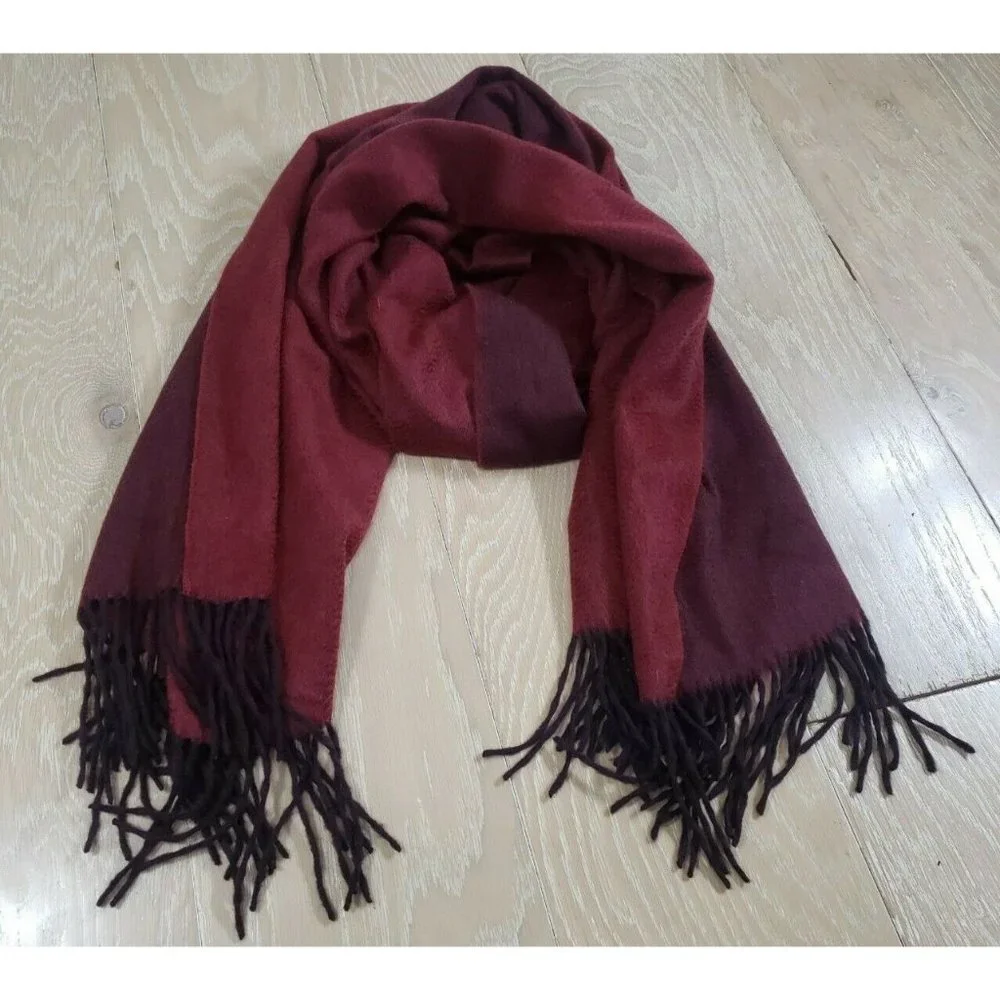 Kinji Cashmere Scarf Long Two Tone Fringe Runway Designer Luxury MSRP $4,980